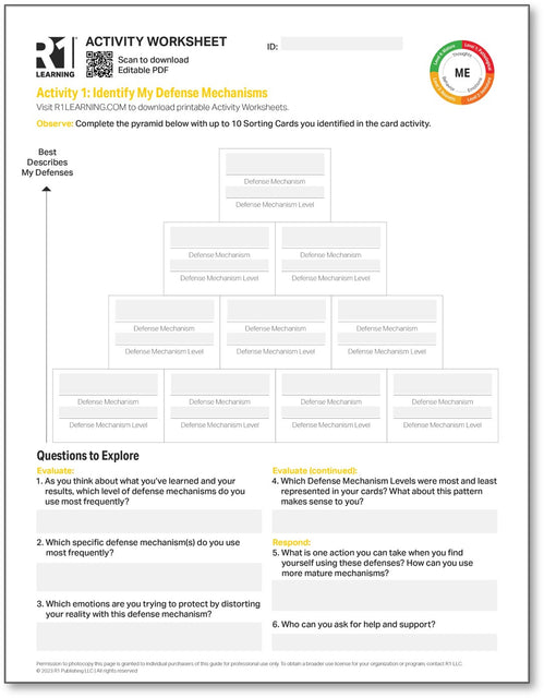 Defense Mechanisms Activity Worksheets
