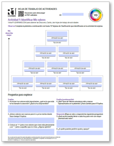 Values Activity Worksheets (Spanish)