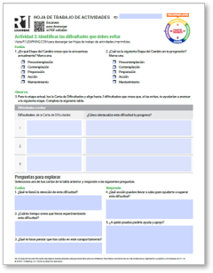 Stages of Change (SUD) Activity Worksheets (Spanish)