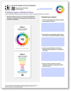Values Activity Worksheets (Spanish)