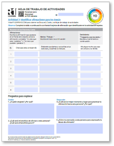 Affirmations Activity Worksheets (Spanish)