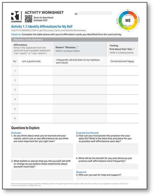 Affirmations Activity Worksheets (English)