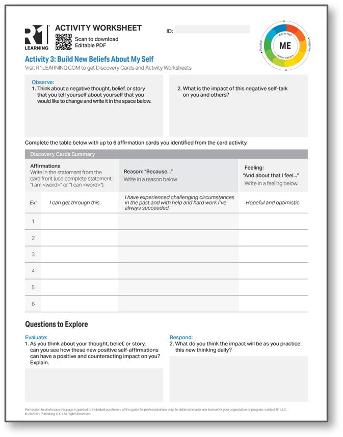 Affirmations Activity Worksheets (English)