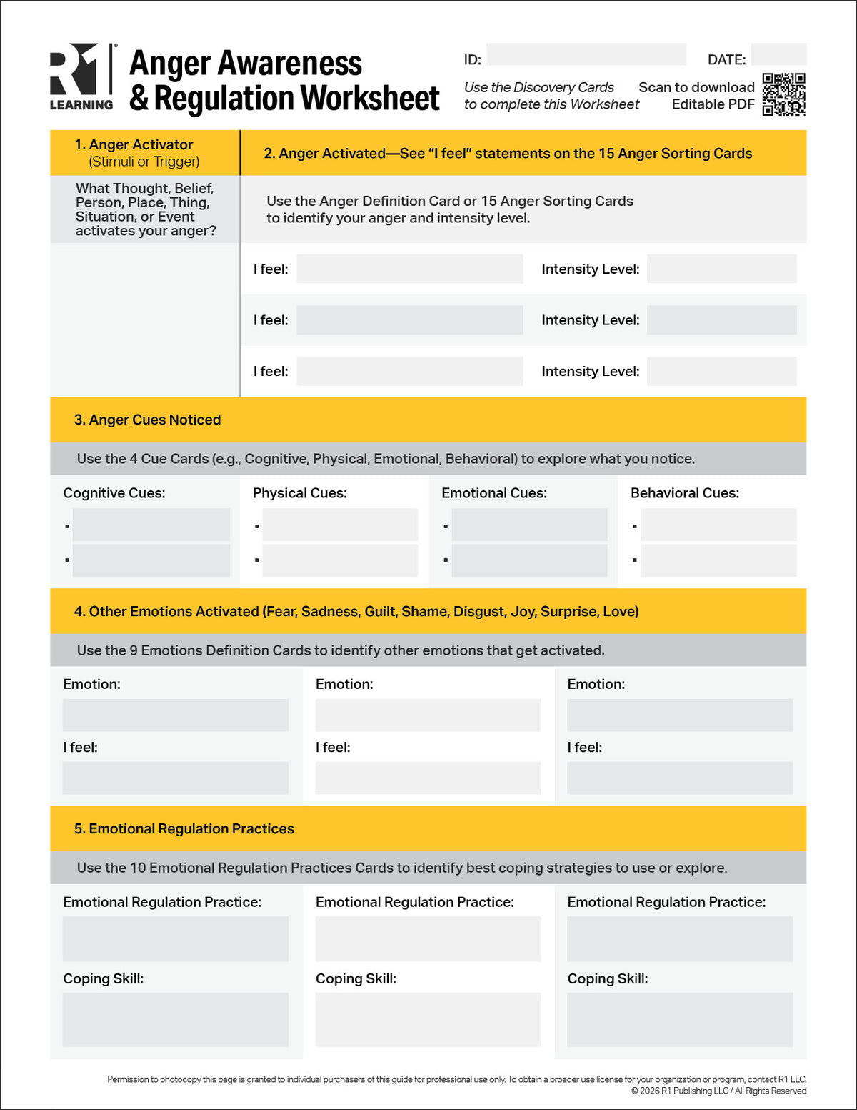 Anger Management Activity Worksheets (English)