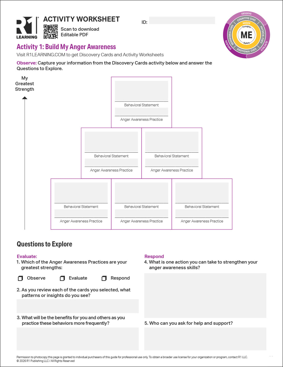 Anger Management Activity Worksheets (English)