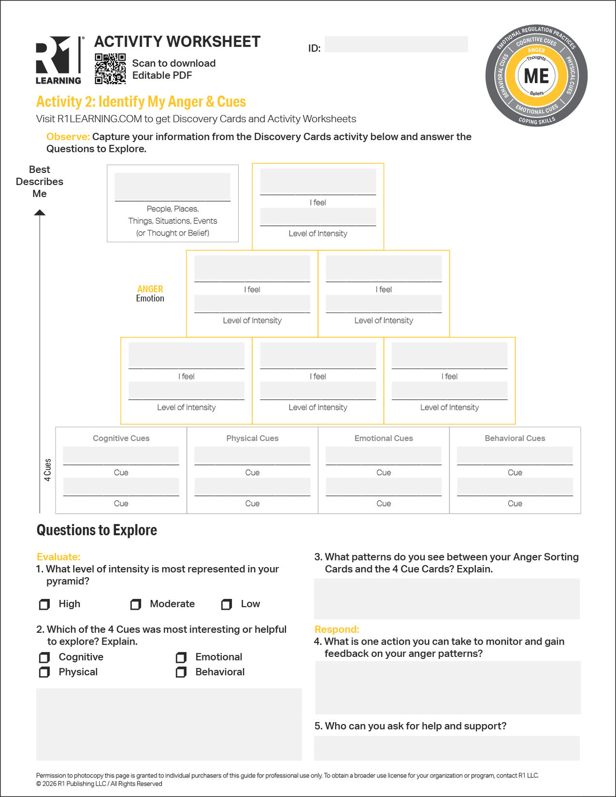 Anger Management Activity Worksheets (English)