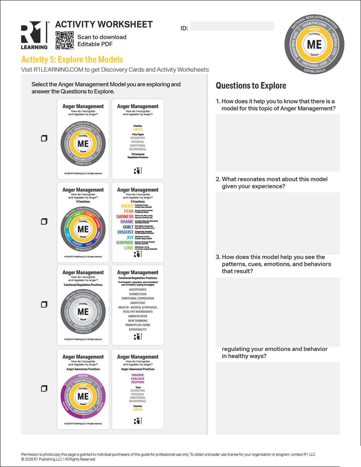 Anger Management Activity Worksheets (English)