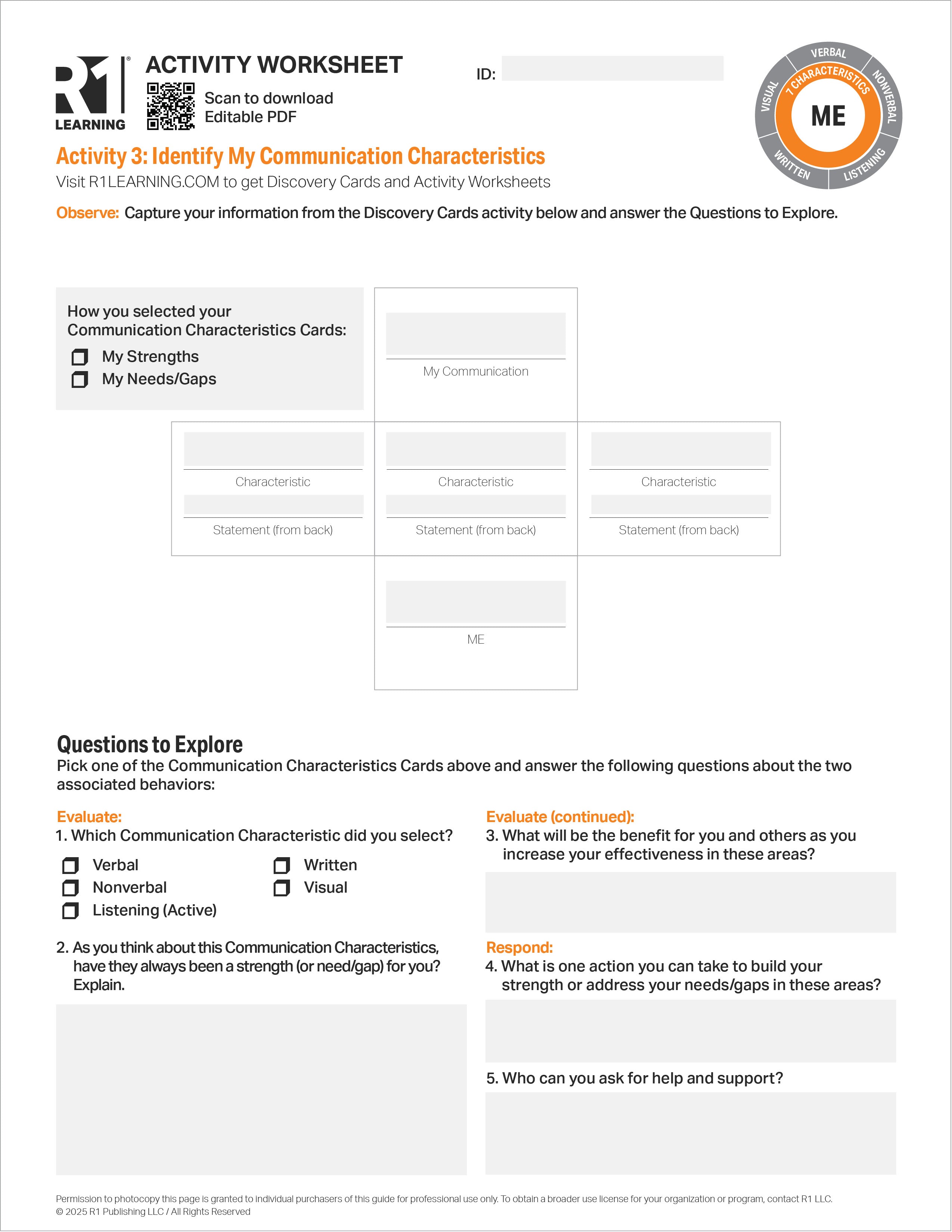 Communication Skills Activity Worksheets