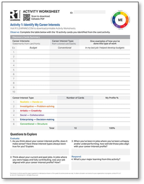 Career Interests Activity Worksheets