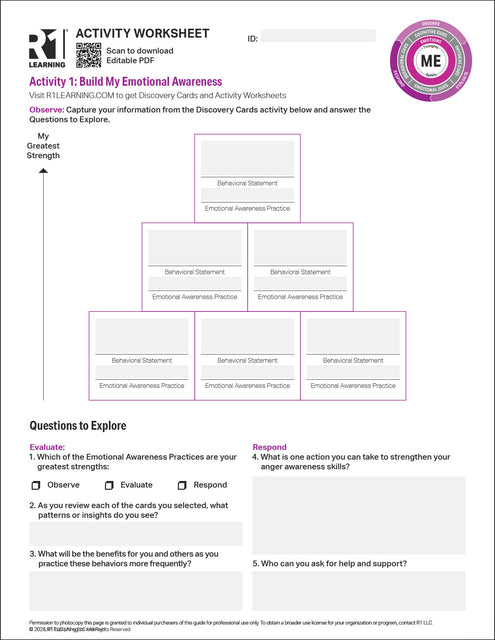 Emotional Regulation Activity Worksheets (English)