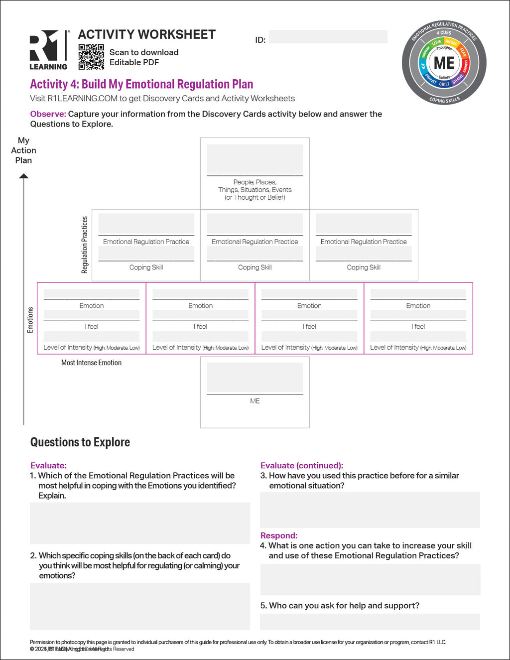 Emotional Regulation Activity Worksheets (English)