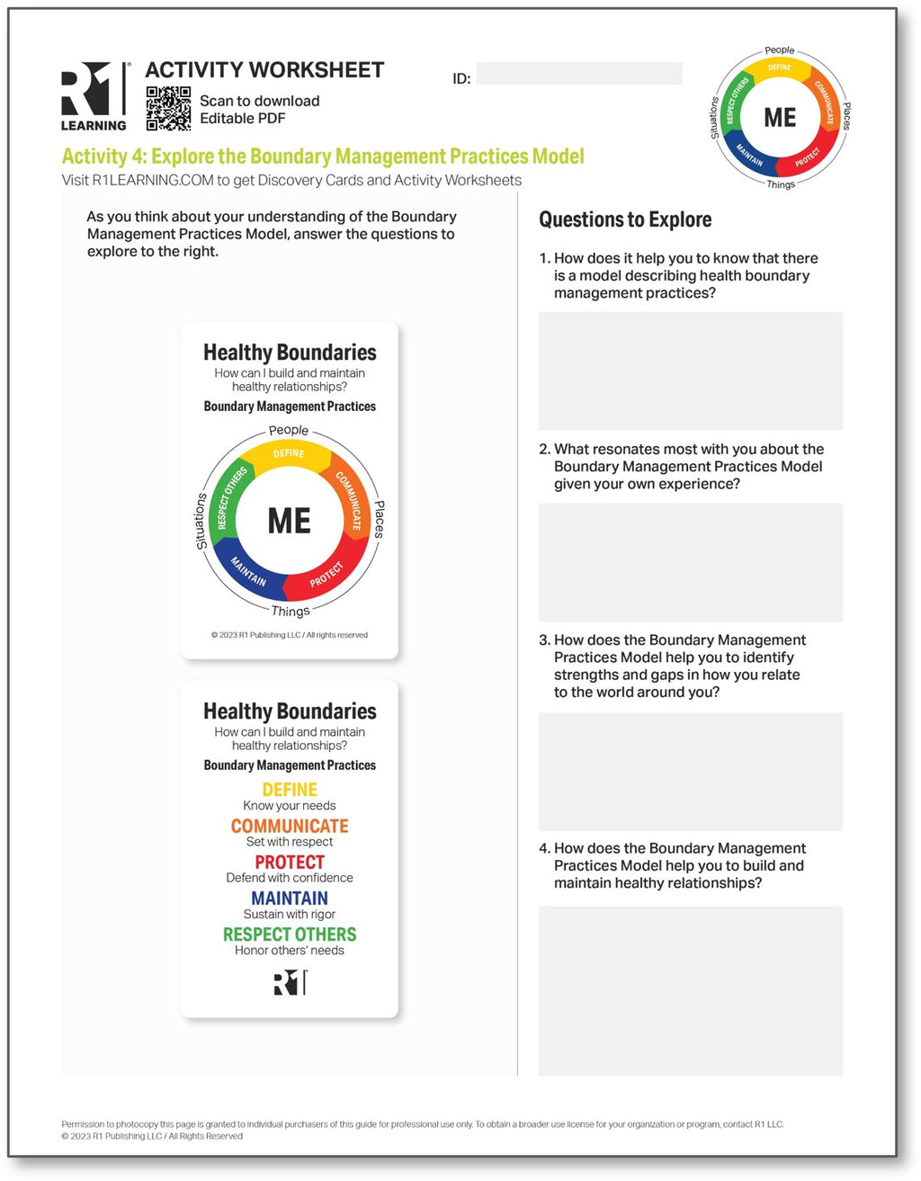 Healthy Boundaries Activity Worksheets