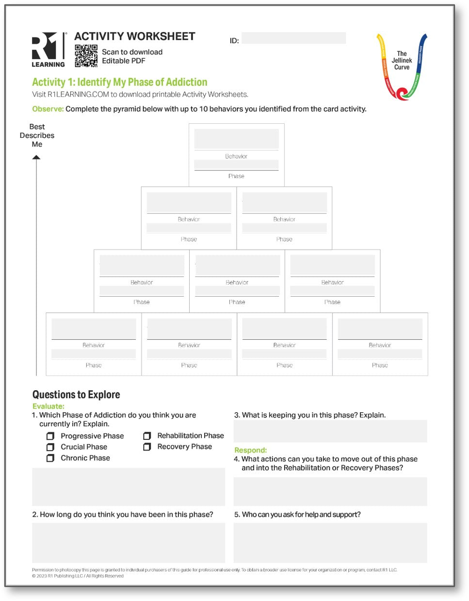 Phases of Addiction Activity Worksheets
