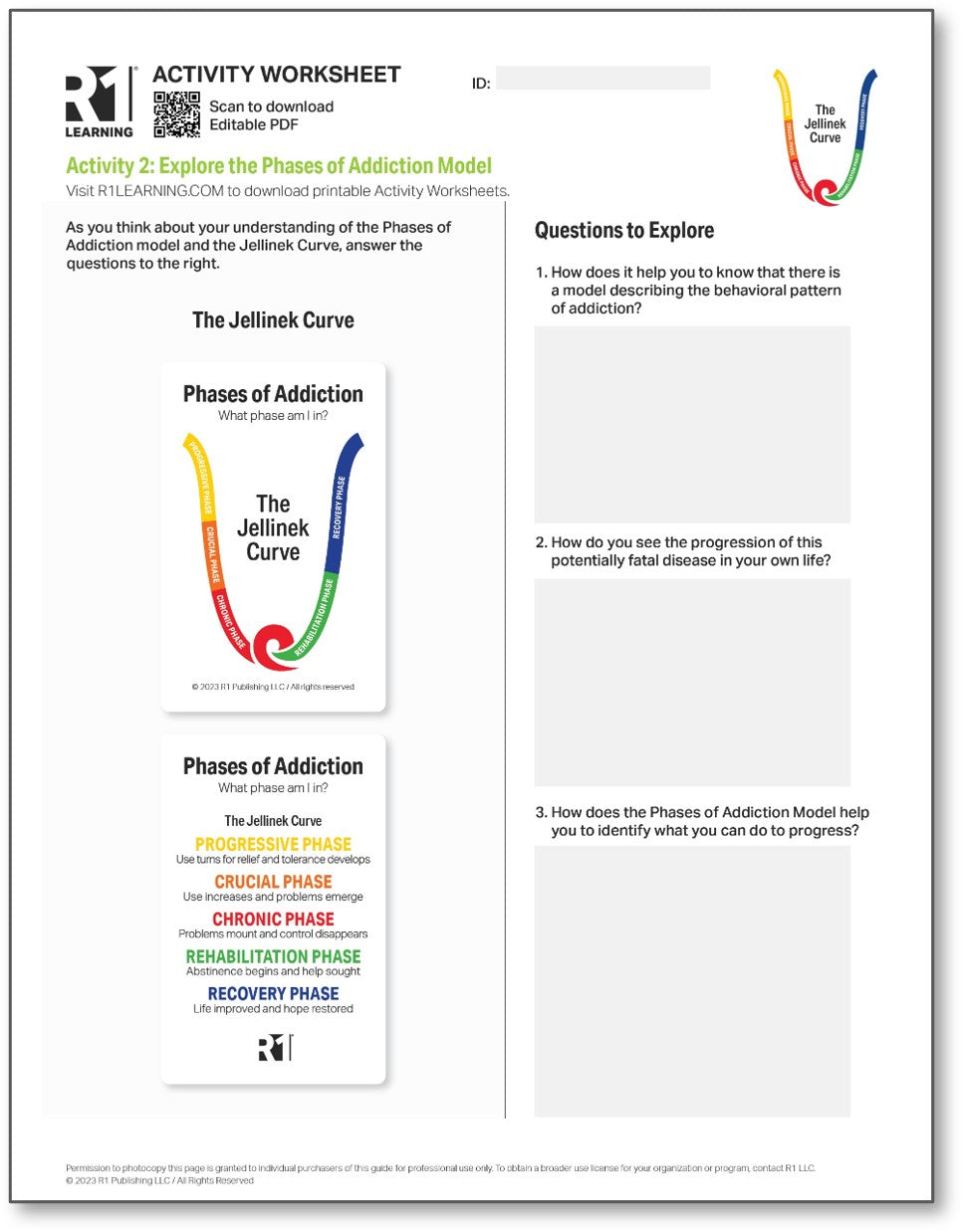 Phases of Addiction Activity Worksheets