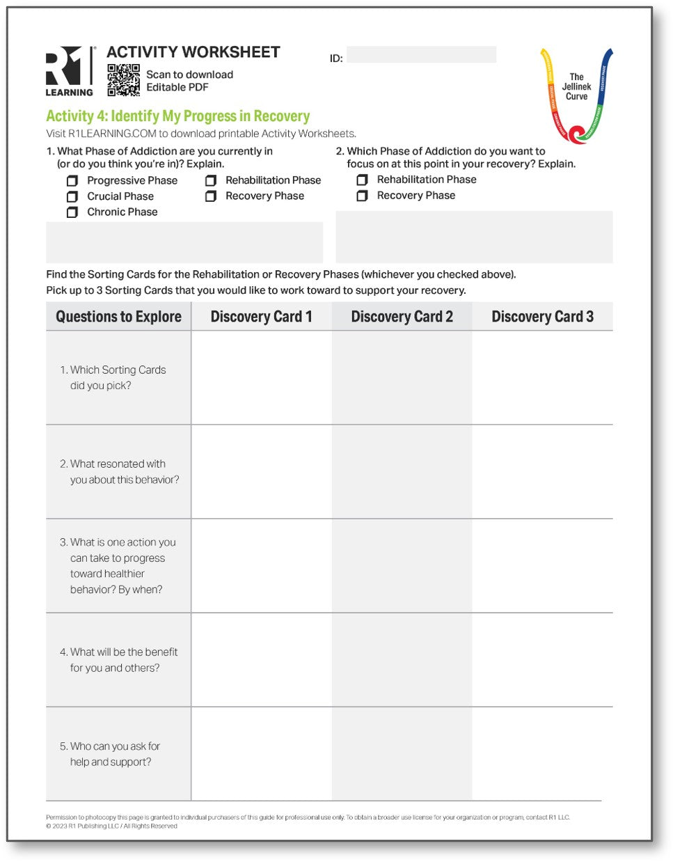 Phases of Addiction Activity Worksheets