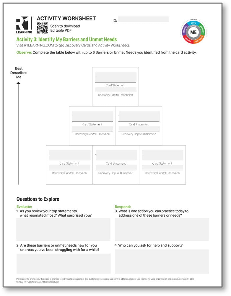 Recovery Capital Activity Worksheets