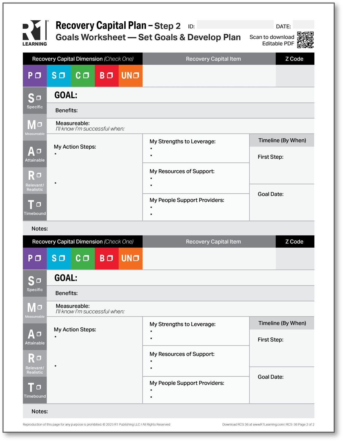 Recovery Capital Activity Worksheets