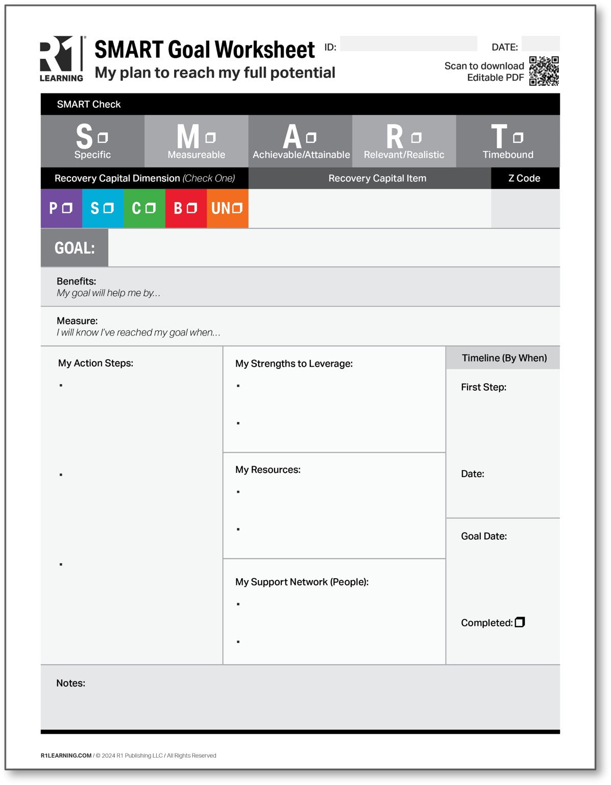 Recovery Capital Activity Worksheets