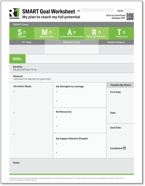 R1 SMART Goals Worksheet (Spanish)