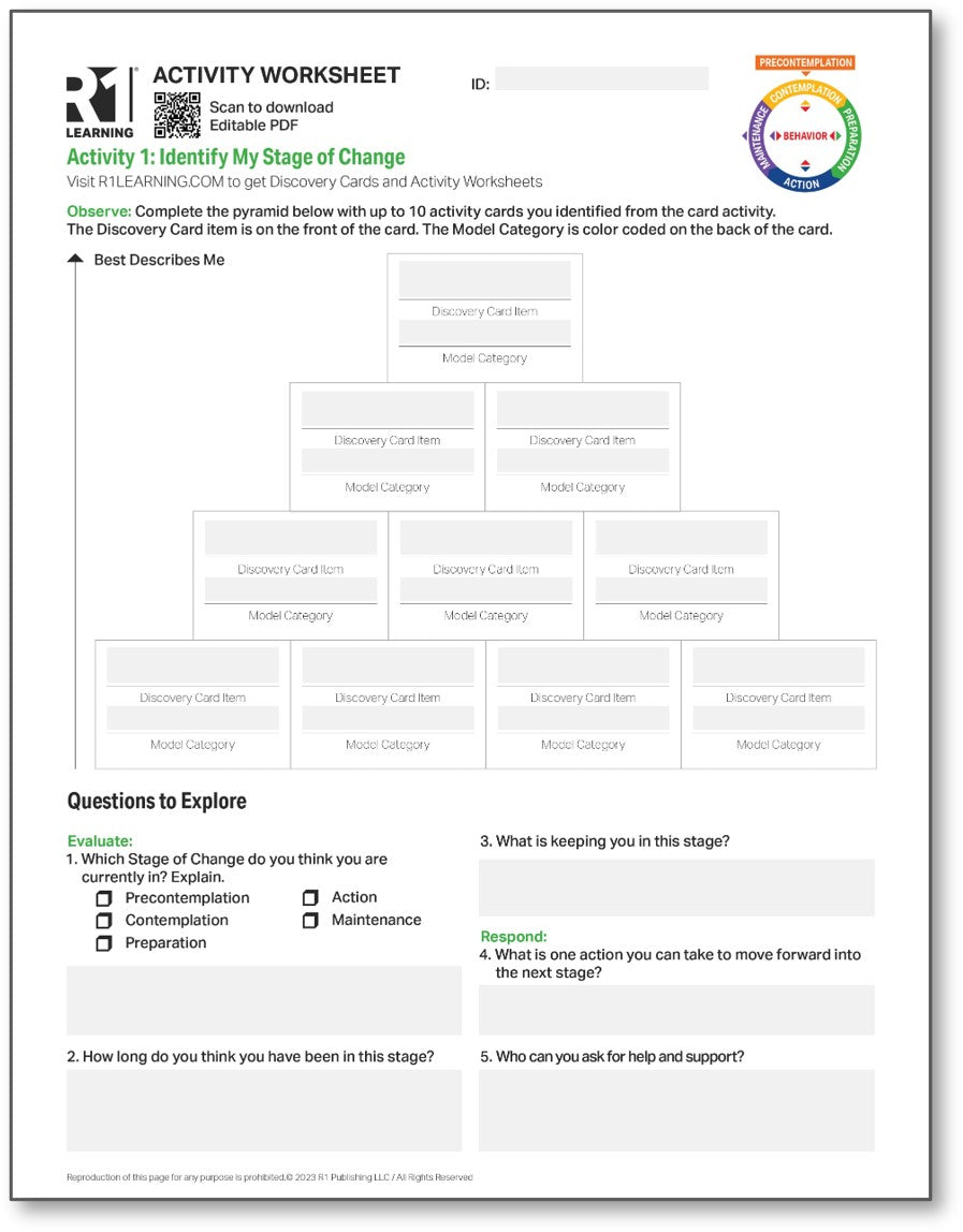 Stages of Change (START) Activity Worksheets (English)