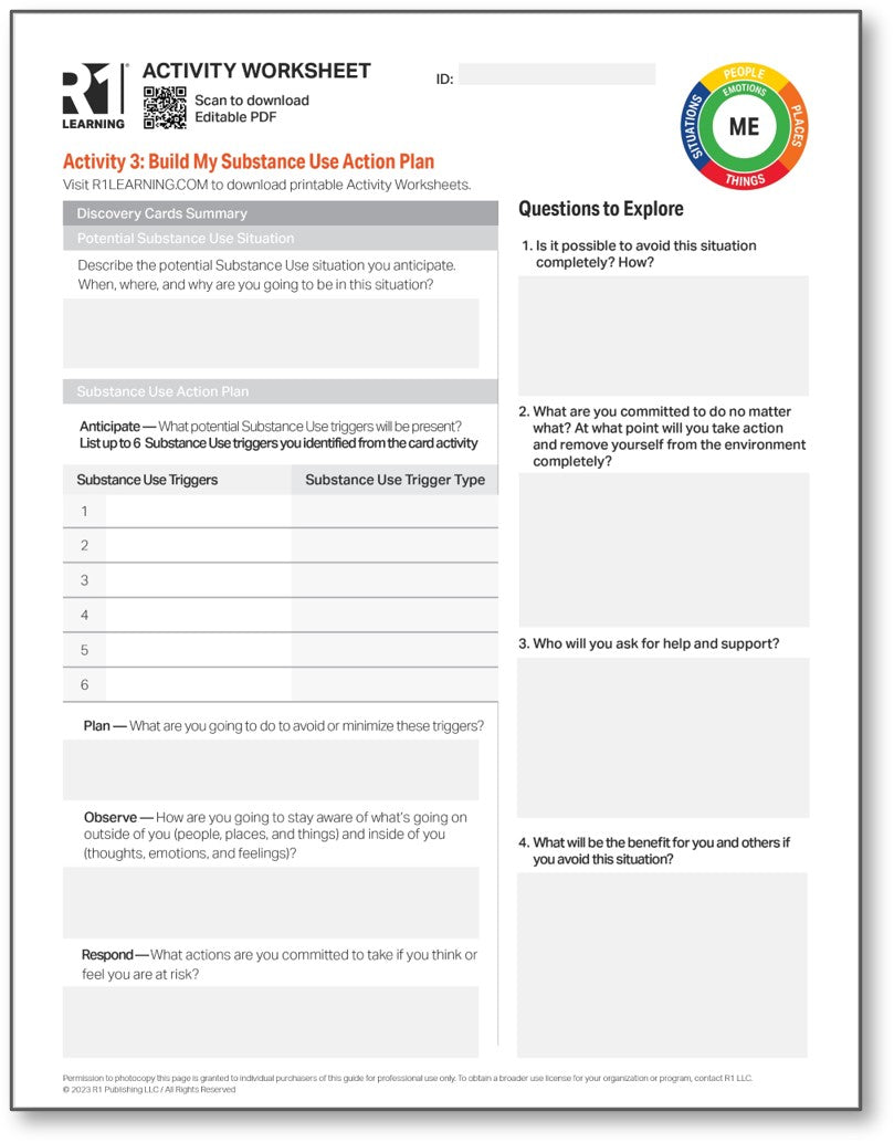 Substance Use (Relapse) Triggers Activity Worksheets (English)