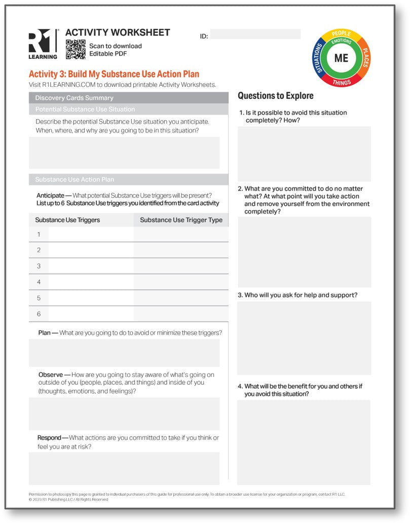 Substance Use Triggers (Relapse) Activity Worksheets