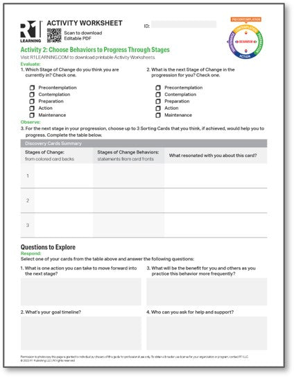 Stages of Change (Substance Use) Activity Worksheets