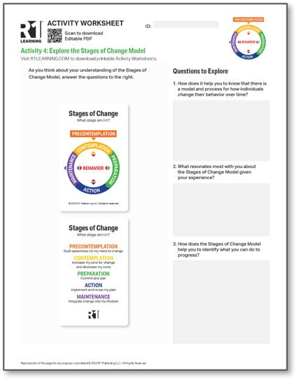 Stages of Change (Substance Use) Activity Worksheets