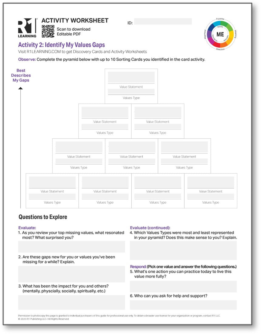 Values Activity Worksheets (English)